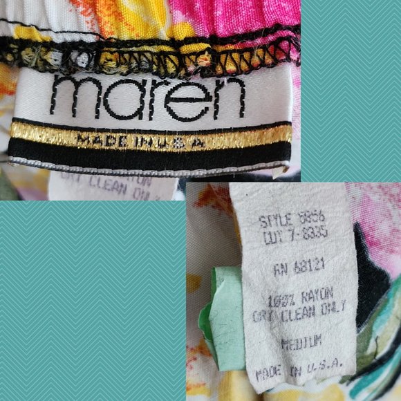 Maren VTG Colorful Floral Printed High Rise Pleated Shorts - Picture 3 of 3